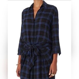 L'Agence Kylie Plaid Tie Front Shirt Dress Sz 0